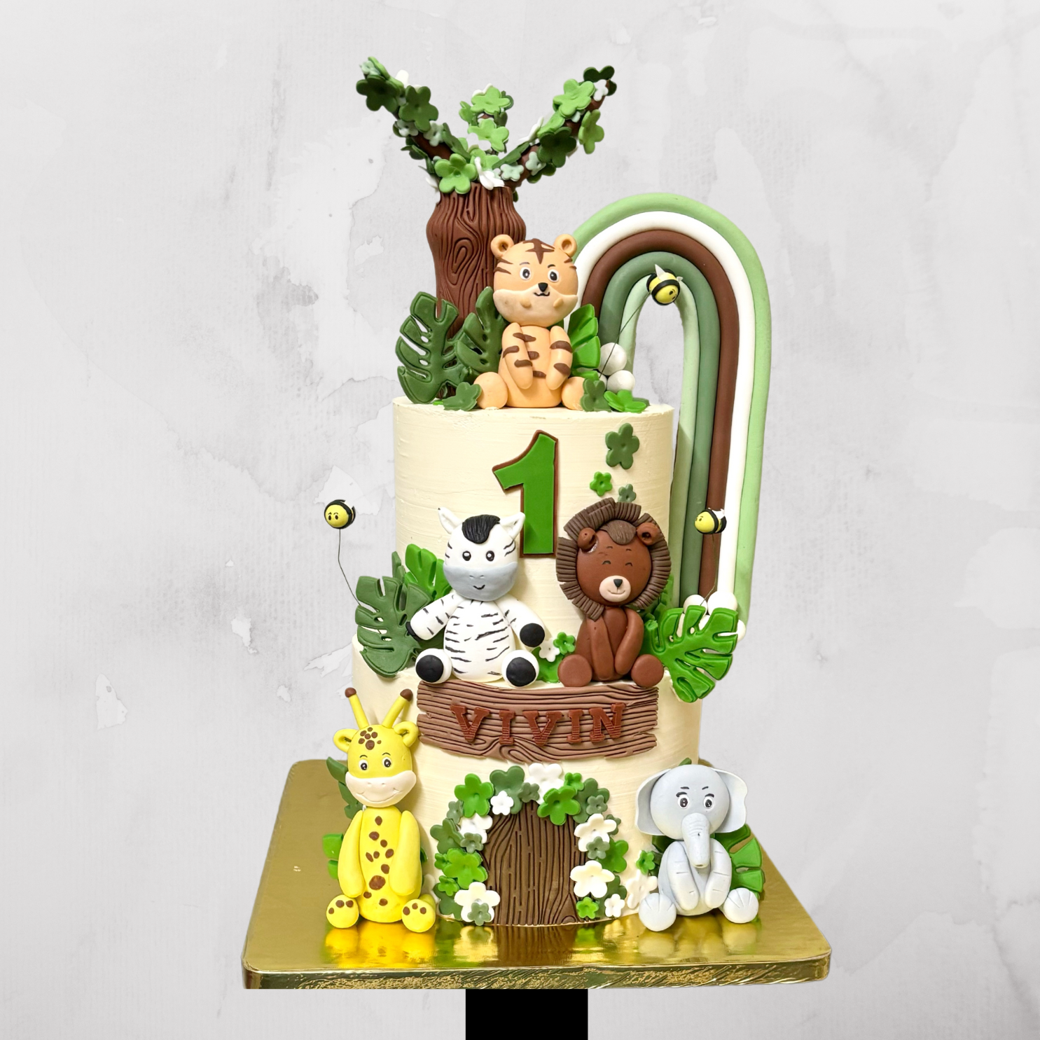 Jungle Safari Cake with Rainbow Detail